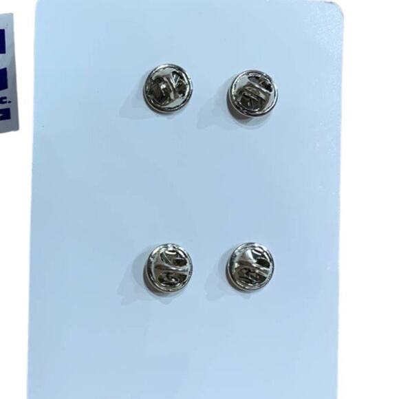 New HWC Police Equipment Company Nickel Corporal Chevron Security Guard Pin Pair - Picture 3 of 3